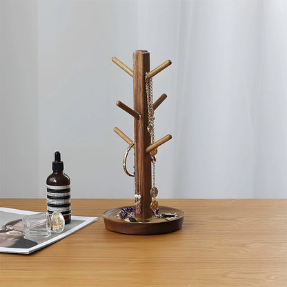 Wholesale Solid Wood Jewelry Stand Tree Display with Catchall Tray