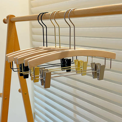 Wood Hanger Pants Clips for Women | Long Hook | No-Mark | Gold Silver Black