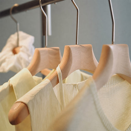 Natural Beech Wood Hangers with Clips for Boutique Clothing Display