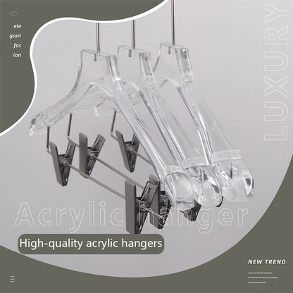 Clear Acrylic Suit Hanger with Clips - Premium Display for Complete Outfit & Pants, 50 PCS