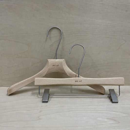 Natural Beech Wood Suit Hangers & Adjustable Clip Pants Hangers | Custom Logo