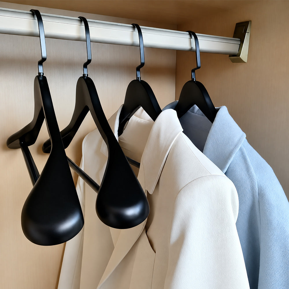 Luxury Solid Wood Wide Shoulder Suit Hangers with Non-Slip Trouser Bar