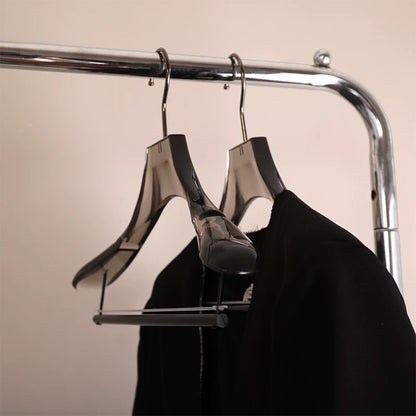 Smoke Gray Acrylic Suit Hanger with Non-Slip Pants Bar