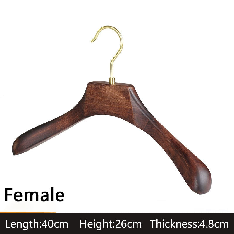 Premium Walnut Color Beech Wood Hangers - Hotel Quality Non-Slip Wide Shoulder Coat Hangers