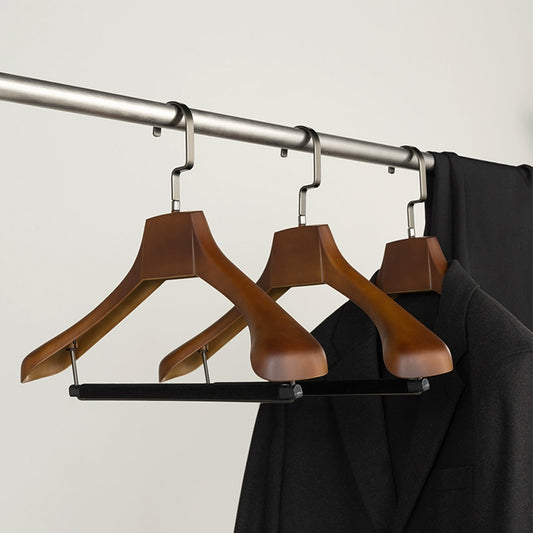 Wholesale Wide Shoulder Plastic Suit Hangers with Flocked Bar & Custom Logo