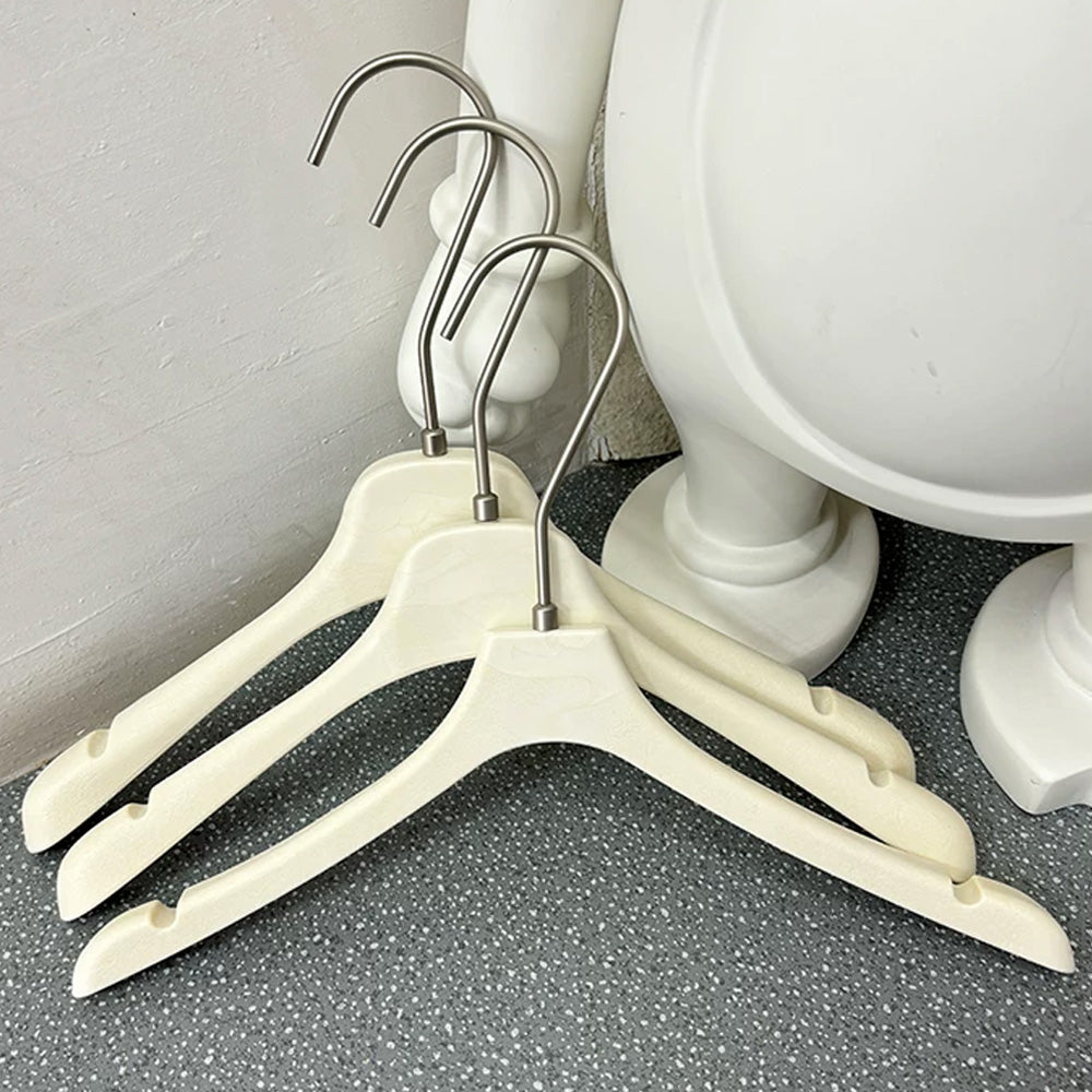 Wholesale Ivory ABS Resin Clothes Hangers with Custom Logo & Adjustable Clips