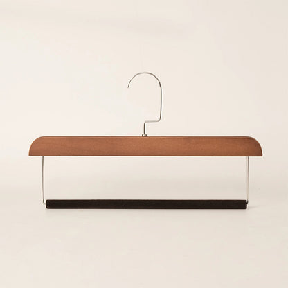 Natural Wooden Hanger with Velvet Bar - Multi-Use Pant Skirt Scarf Rack Organizer