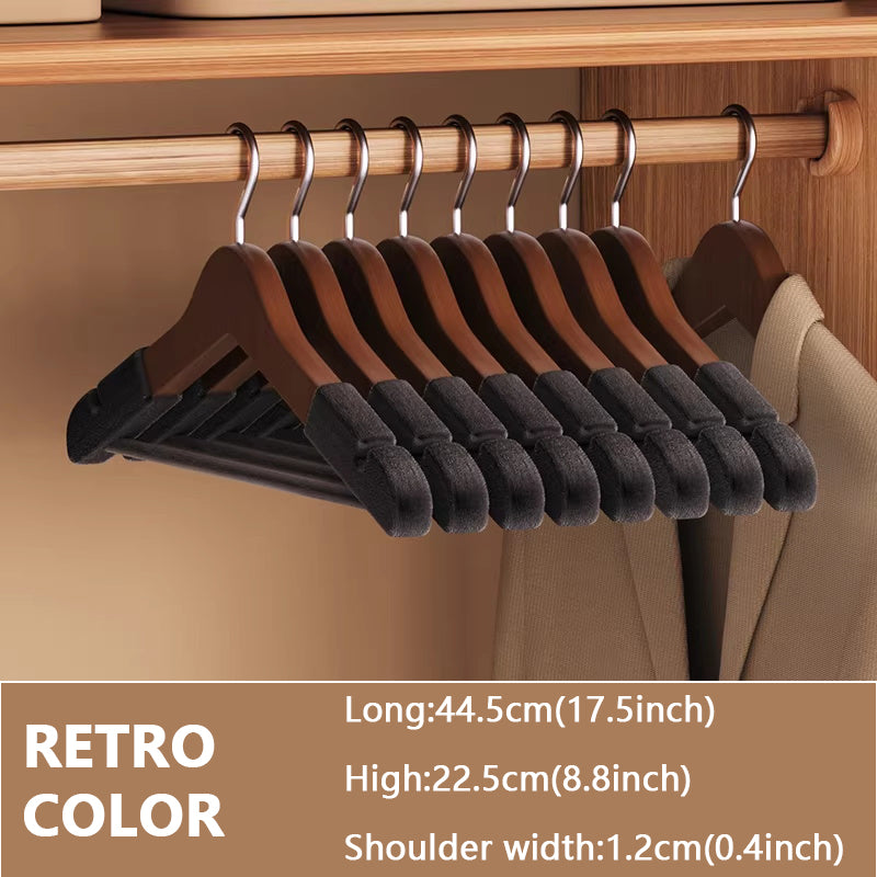 Luxury Wood Hangers for Boutique & Hotel - Non-Slip Velvet Flocked Suit Hangers