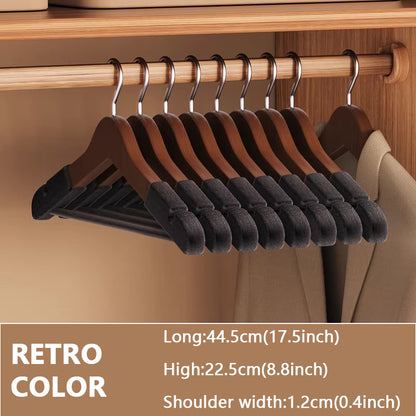 Luxury Wood Hangers for Boutique & Hotel - Non-Slip Velvet Flocked Suit Hangers