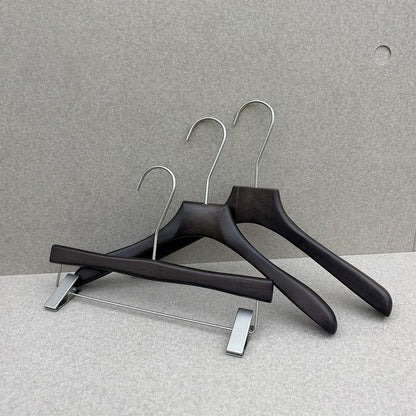 Custom Logo Rubber Wood Hangers with Pants Clips for Boutiques