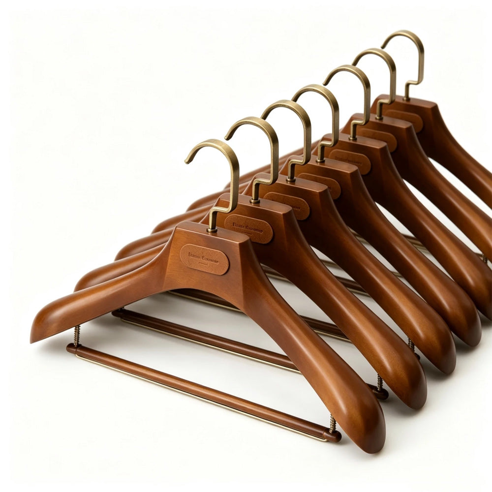 Wholesale Wide Shoulder Plastic Suit Hangers with Trouser Bar | Custom Logo