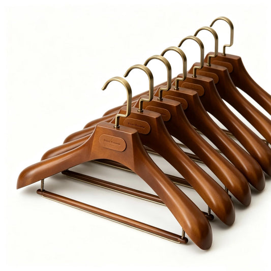Wholesale Wide Shoulder Plastic Suit Hangers with Trouser Bar | Custom Logo