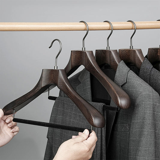 Brown Premium Wide Shoulder Suit Hanger Luxury Men's Coat Display | thegarmenthanger