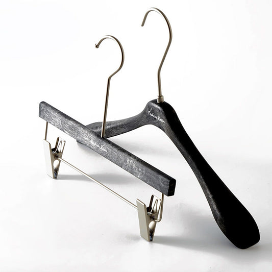 Luxury Matte Black Resin Suit Hanger & Pants Hanger for Men's Wardrobe