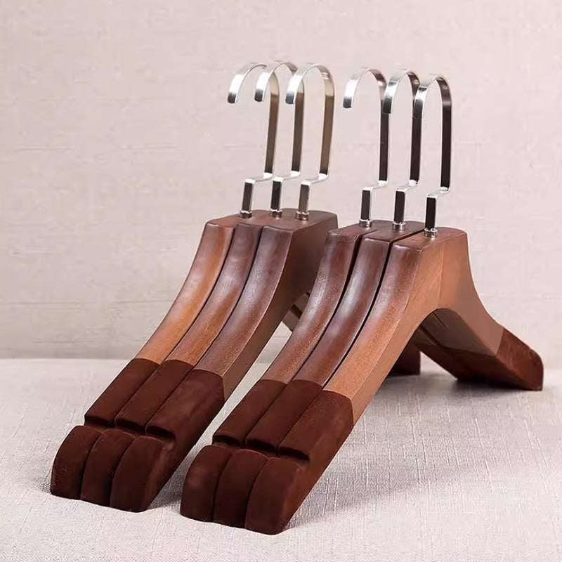 Premium Velvet Wood Hangers - Non-Slip Solid Wood Clothes Hangers for Boutique
