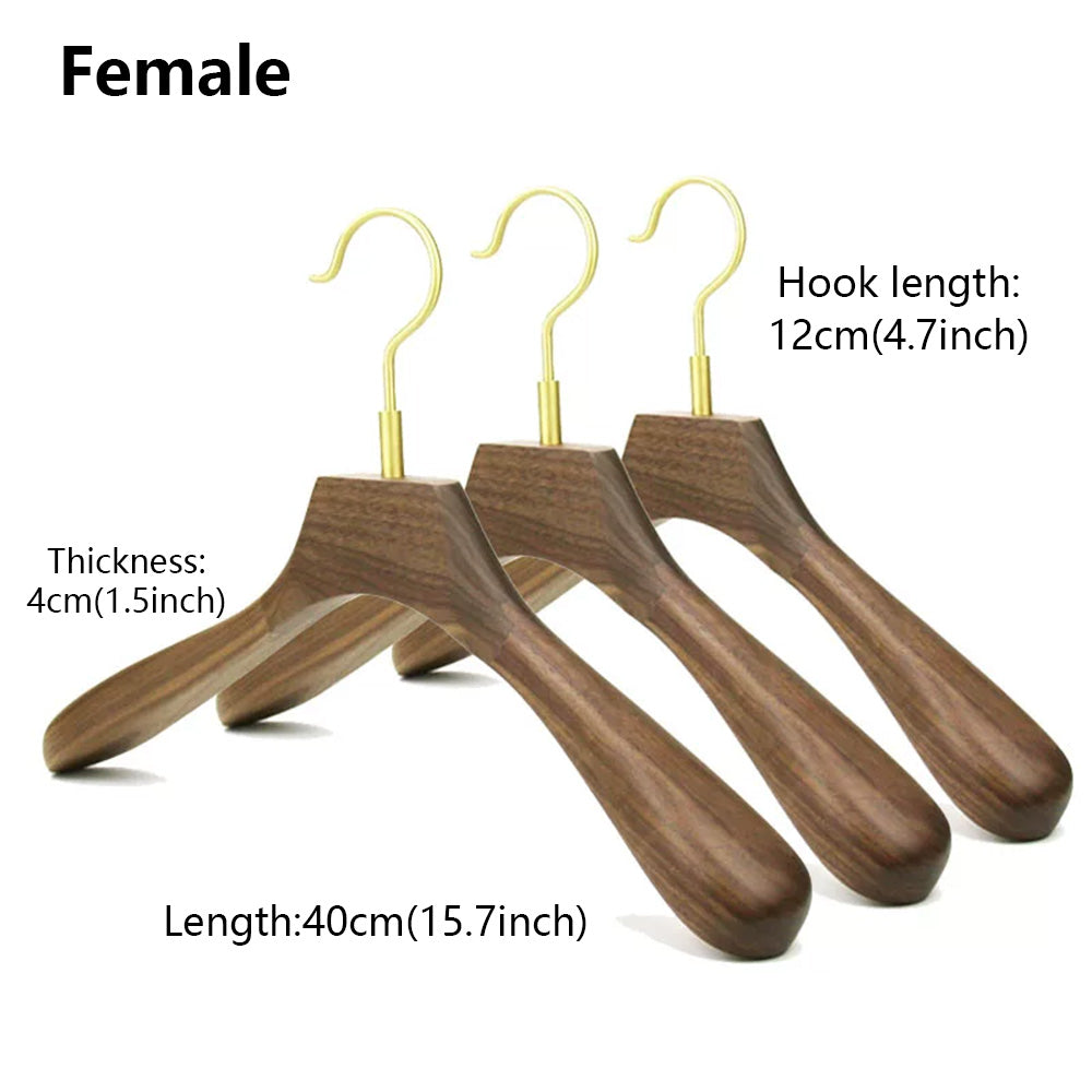 Premium Black Walnut Wood Hangers - Hotel Quality Non-Slip Wide Shoulder Coat Hangers