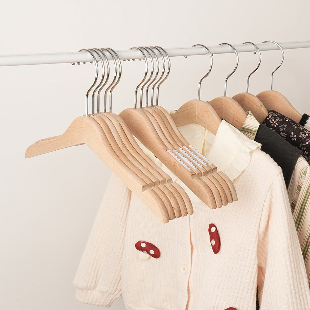 Natural Beech Wood Kids Hangers – Non-Slip Children’s Clothes Hangers