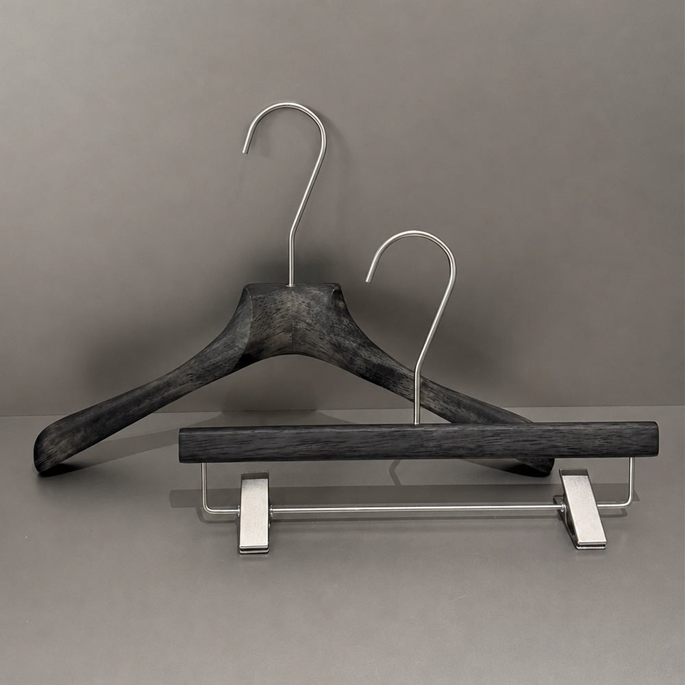 Wholesale Wooden Clothes Hangers with Adjustable Pants Clips & Custom Logo