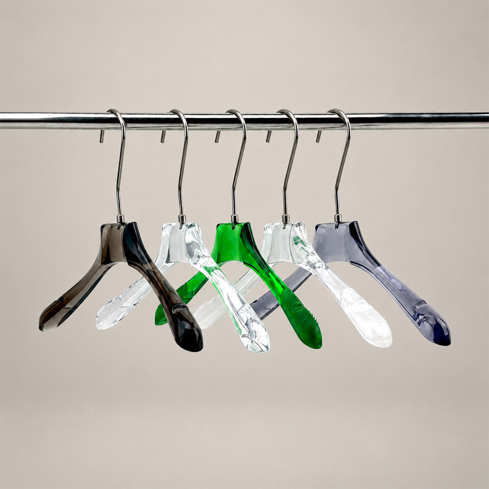 Transparent Acrylic Clothes & Pants Hangers for Boutiques – 50 Pack