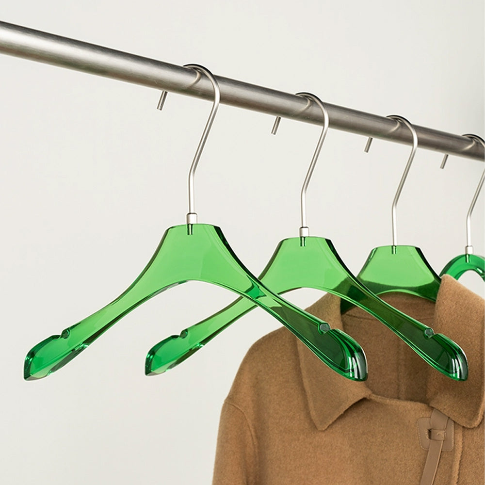 Custom Green Acrylic Hangers with Logo | Wholesale Clothing Hangers