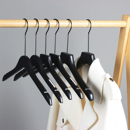 Black Wood Hangers | Non-Slip Solid Wooden Coat & Pants Garment Hanger Set