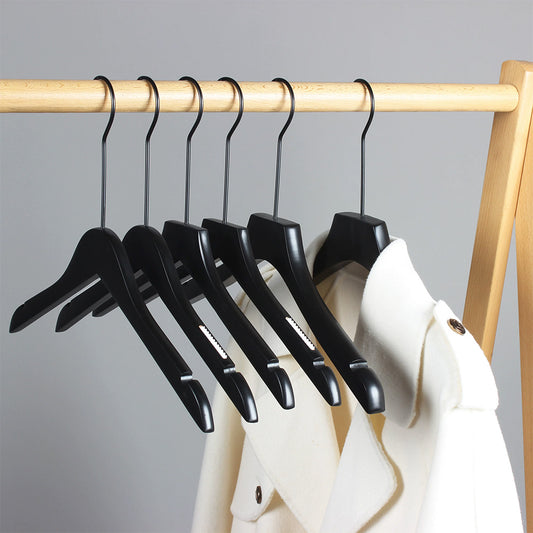 Black Wood Hangers | Non-Slip Solid Wooden Coat & Pants Garment Hanger Set