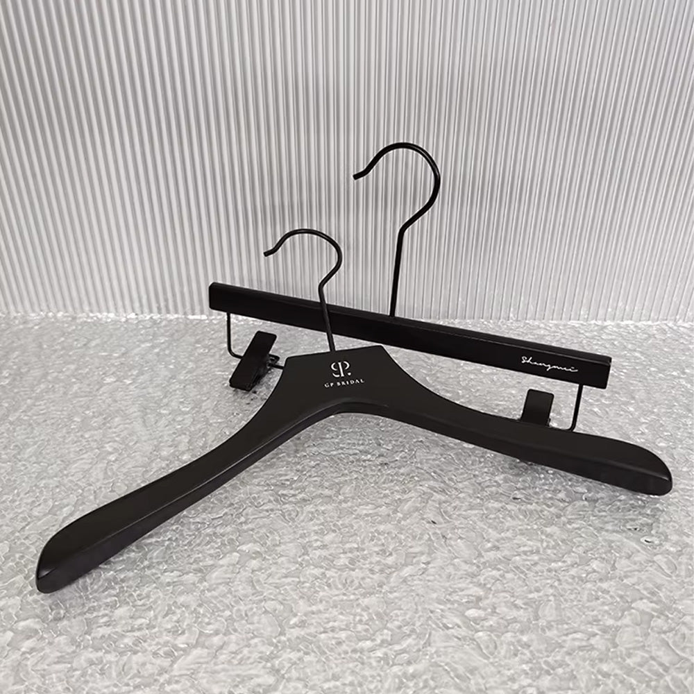 Premium Black Wood Hangers Non-Slip Luxury Hotel Hangers for Suits - thegarmenthanger