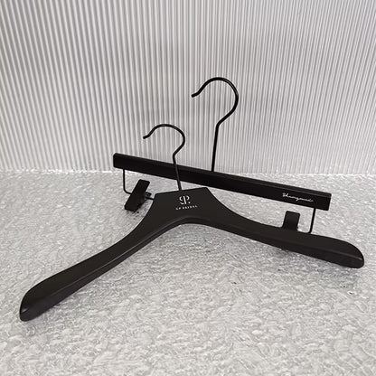 Premium Black Wood Hangers Non-Slip Luxury Hotel Hangers for Suits - thegarmenthanger