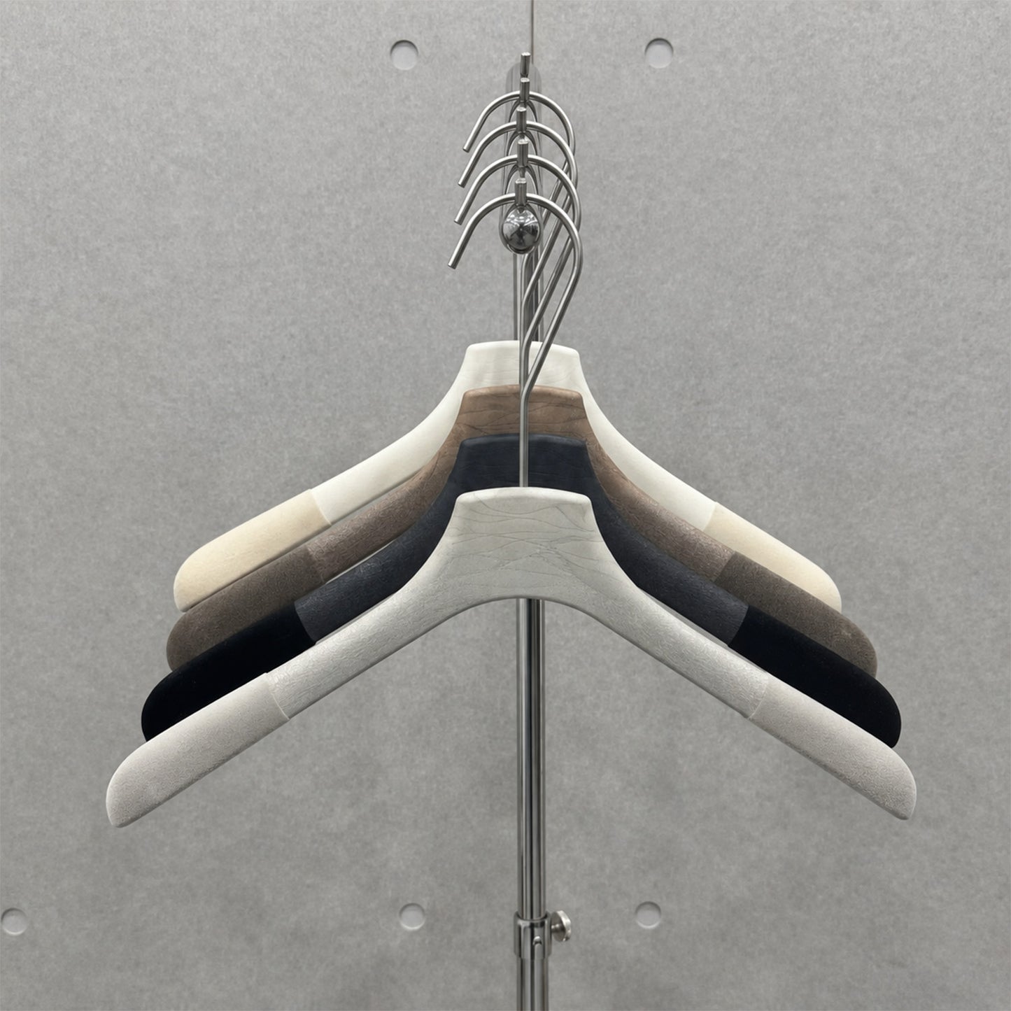 Non-Slip Flocked Resin Woodgrain Hangers for Clothing Stores