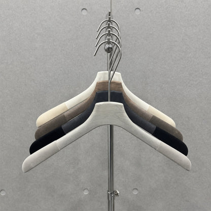 Non-Slip Flocked Resin Woodgrain Hangers for Clothing Stores