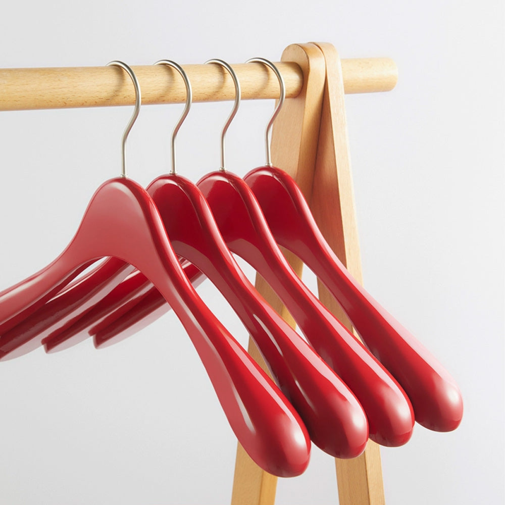 Women's Boutique Red Wooden Hangers - Wide Shoulder for Dresses Coats & Tops