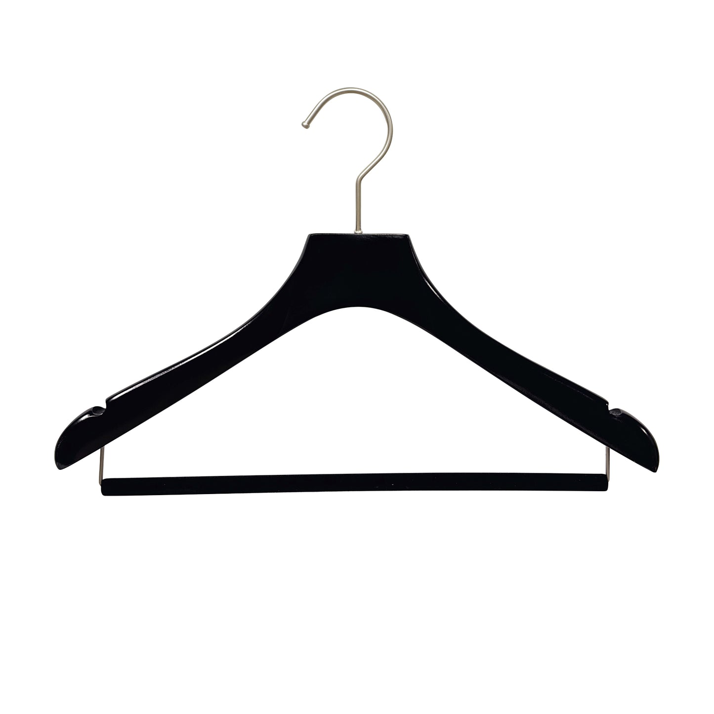 Black Luxury Wooden Suit Hangers with Pants Bar | Glossy Lacquer Jacket Hanger