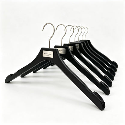 Matte Black Wooden Hangers, 50 Pack | Non-Slip Clothes & Pants Hangers