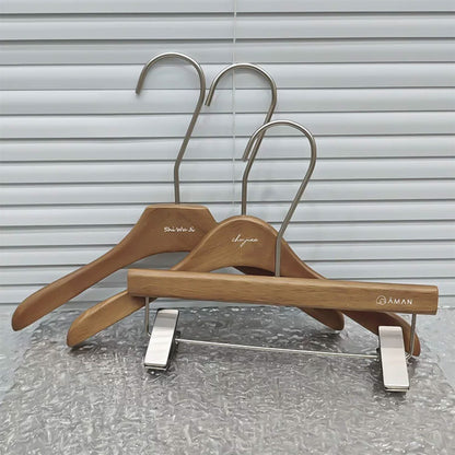 Walnut Oak Children's Hangers Set - Boutique Quality with Logo Customization