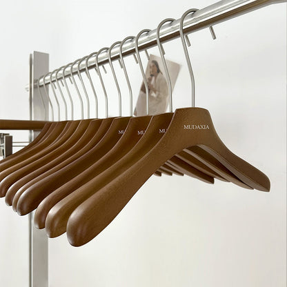 Wholesale Walnut Lacquered Wooden Hangers for Coats, Shirts, Suits & Trousers | OEM Custom