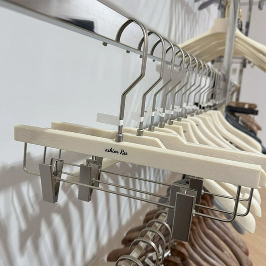 Wood Grain Resin Hangers for Pants – Non-Slip Metal Clips, Heavy Duty ABS