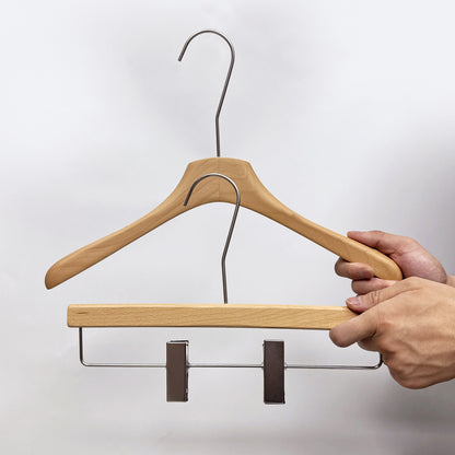 Premium Solid Beech Wood Hangers – Lacquered Coat, Pants & Suit Hangers for Closet Organization