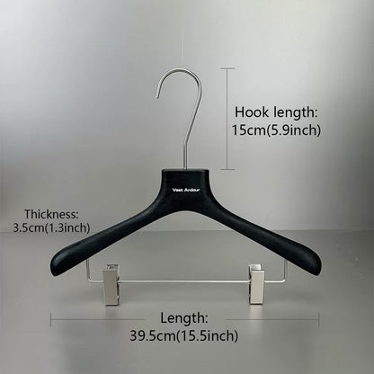 Wood Grain Resin Hangers with Clips for Boutique Clothing Stores