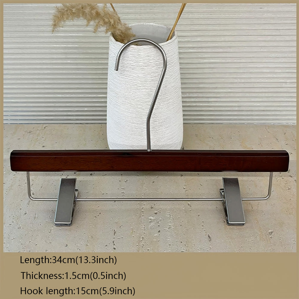 Solid Oak Wooden Hangers for Women with Adjustable Clips & 360° Swivel Hook
