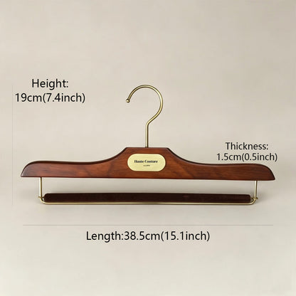 Custom Wooden Suit Hangers with Metal Logo Plate | Wholesale MOQ 50