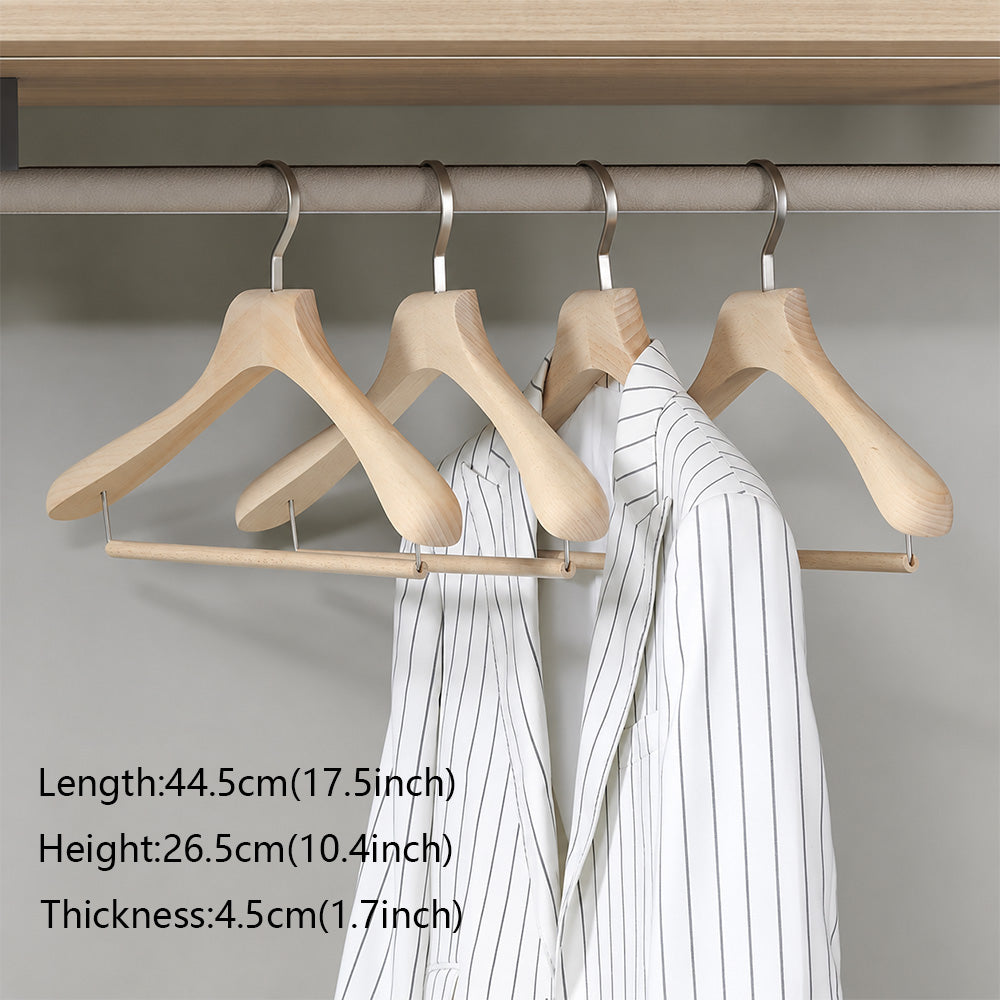 Solid European Beech Wood Hangers for Suits, Coats, Pants & Skirts