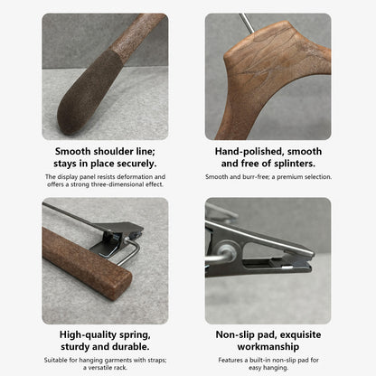 Non-Slip Flocked Resin Woodgrain Hangers for Clothing Stores