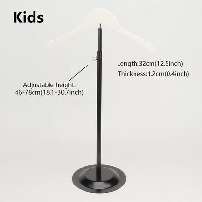 Adjustable Garment Display Stand with Wooden Hanger for Men, Women & Kids