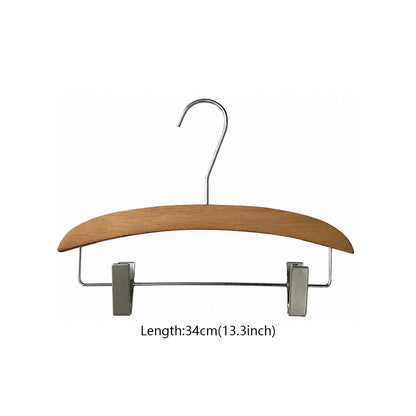 Vintage Walnut Solid Wood Hangers with Clips for Suits and Pants