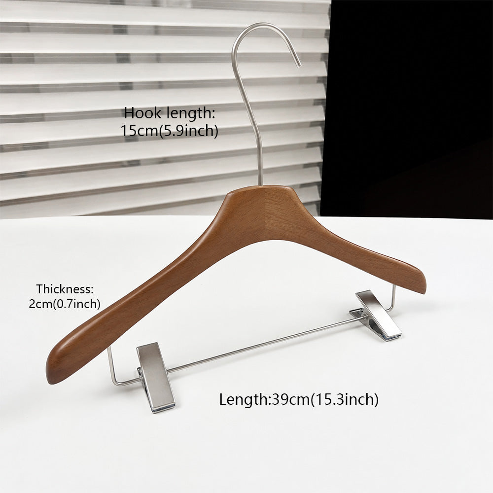Wholesale Walnut Lacquered Wooden Hangers for Coats, Shirts, Suits & Trousers | OEM Custom