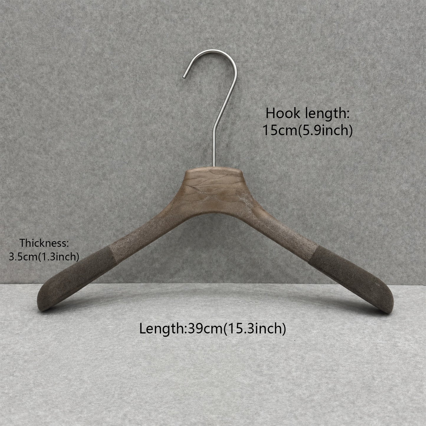 Non-Slip Flocked Resin Woodgrain Hangers for Clothing Stores