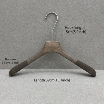 Non-Slip Flocked Resin Woodgrain Hangers for Clothing Stores