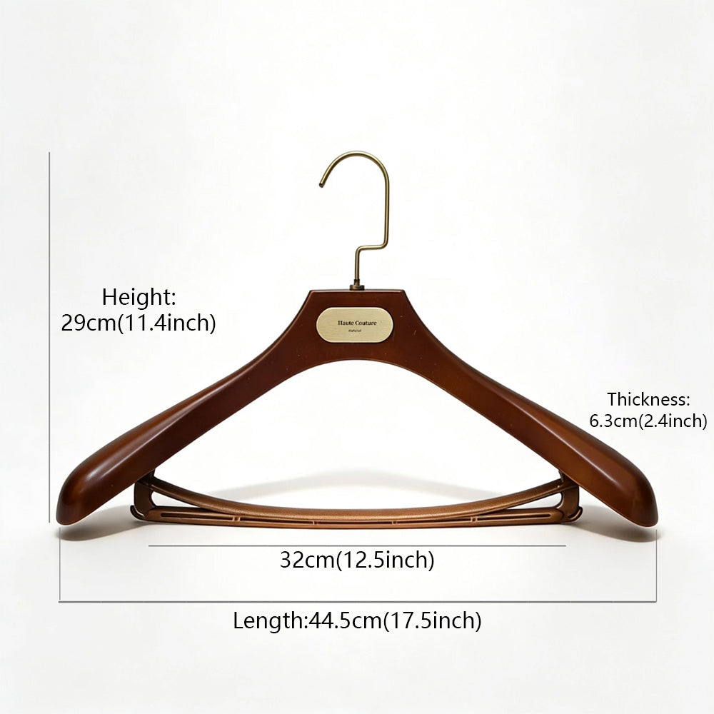 Wide Shoulder Plastic Suit Hangers with Vintage Bronze Metal Plate