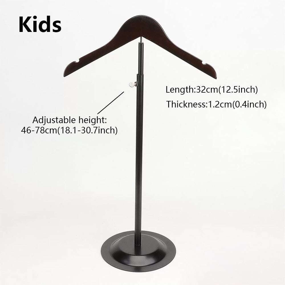 Adjustable Garment Display Stand with Wooden Hanger for Men, Women & Kids