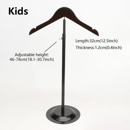 Adjustable Garment Display Stand with Wooden Hanger for Men, Women & Kids
